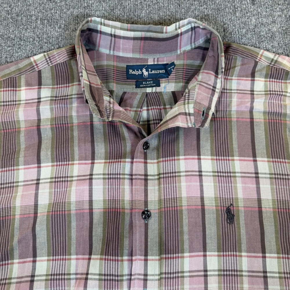 Ralph Lauren Blake Mens XXL Plaid Cotton Short Sleeve‎ Button Up Shirt 2997